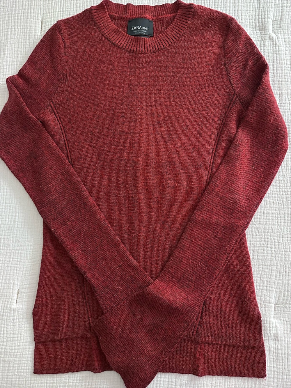 ZARA fitted sweater with long sleeves red burgundy size Small